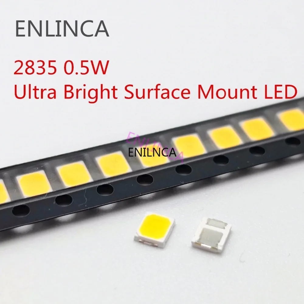 50-100pcs SMD LED 2835 White Chip 0.5 W 1W 3V 6V 9V 18V 50-55LM Ultra Bright Surface Mount LED Light Emitting Diode Lamp
