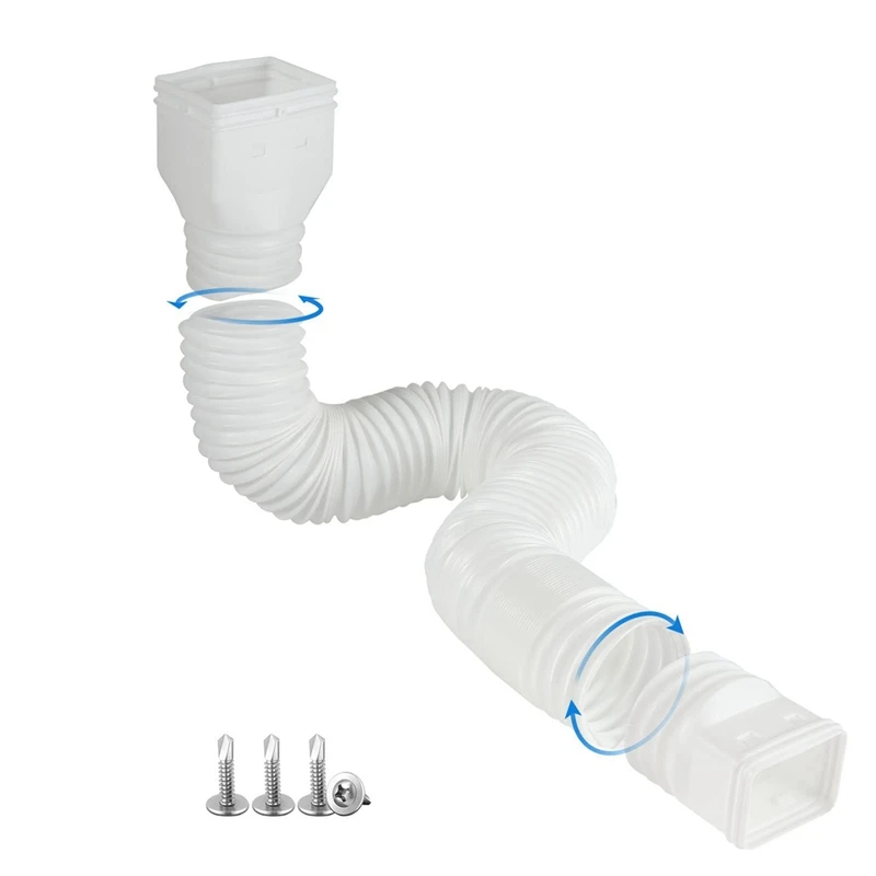 

1Pcs Flexible White Rain Gutter Downspout Extensions Downspout Extender Diverter Extendable From 21 To 60 In