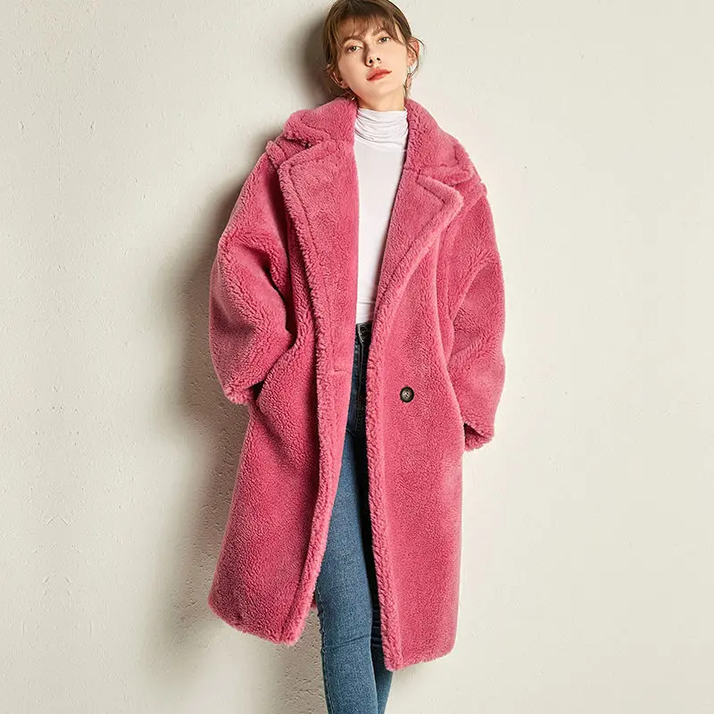 Woman Thick Warm Jackets Female Long Sleeve Fake Fur Long Coats Ladies Faux Fur Jackets High Quality Plush Loose Overcoat G117