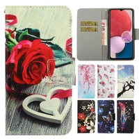 samsung galaxy a13 a23 a53 a73 a21s a22 a32 a52 a51 flower art printed wallet case for galaxy s22 s21 s20 card slots flip cover