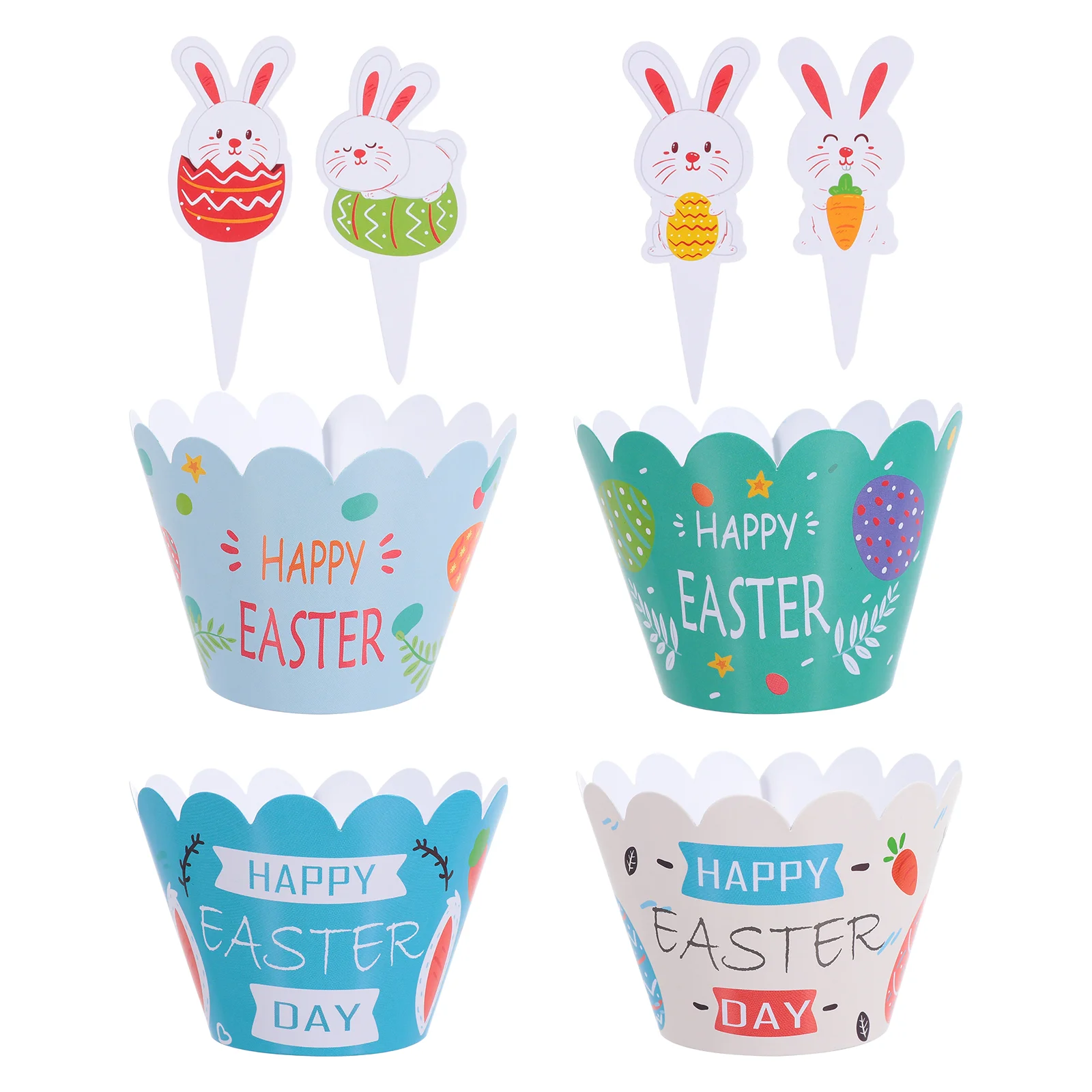 

Cupcake Easter Bunny Wrappers Cake Cute Topper Wrapper Supplies Party Wraps Chicken Case Muffin Animal Decor Toppers Cups Rabbit