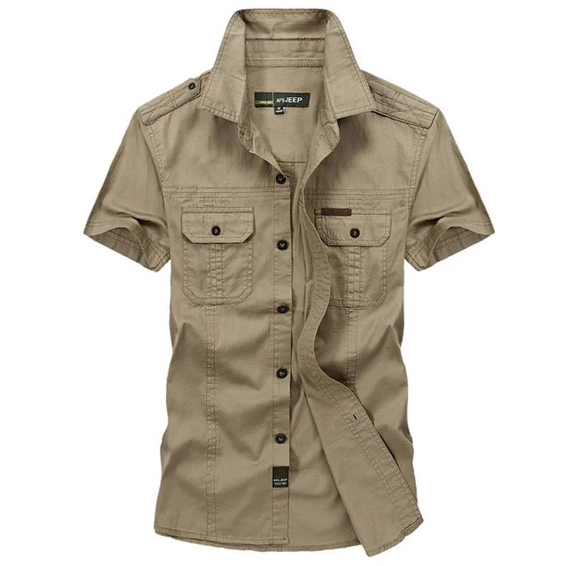 

New Summer Men Shirt Brand Cotton Casual Shirt Men Military Outwear Breathable Camisa Masculina Plus Size M-5XL Chemise Homme