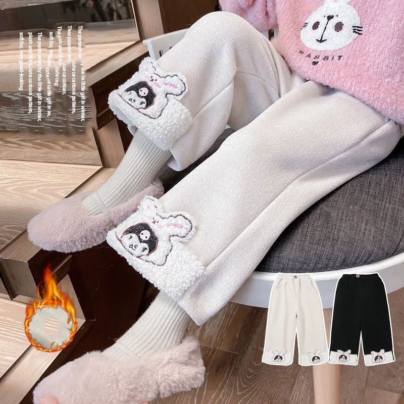 

Милые детские хлопковые брюки Sanrio Kuromi милые теплые утепленные свободные прямые брюки с аниме креативные забавные подарки на день рождения для девочек
