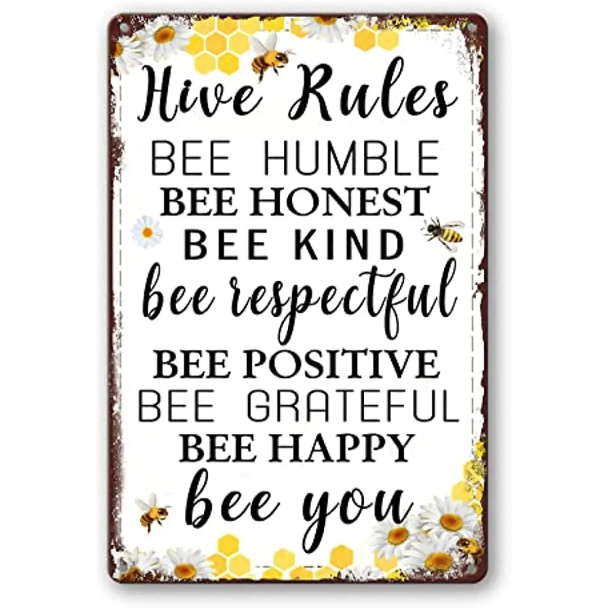 

tin decor,Bee Garden Decor Bee Hive Rules Sign For Home Honey Bee Decorations Hive Rules Signs Bumble Metal Tin Signs 1