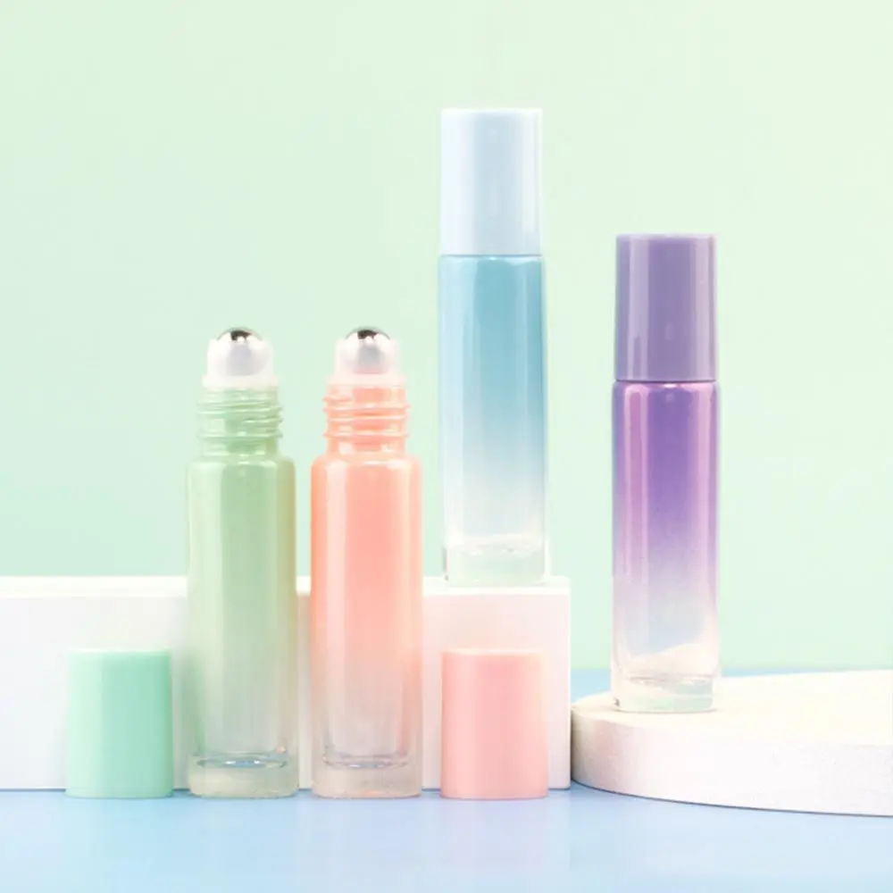

10ml Gradually Changing Color Steel Roller Rolling Glass Bottles Ball Massager Perfume Bottles Refillable Empty Container
