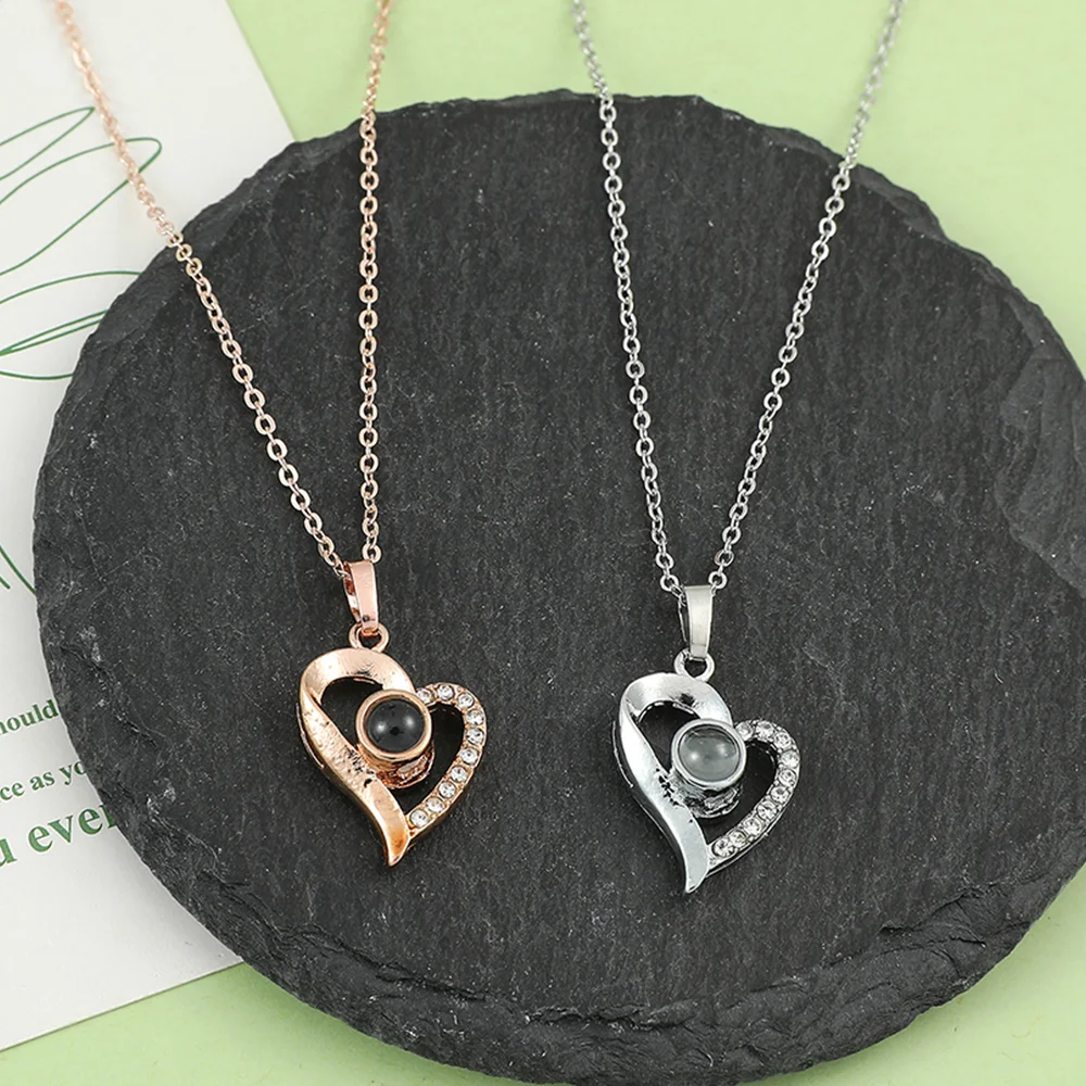 

Ожерелье «Да, я делаю пару», ожерелье с проекцией на 100 языках, подвеска в виде любовного сердца, шейные цепи для женщин и мужчин, чокер, подарки на день Святого Валентина