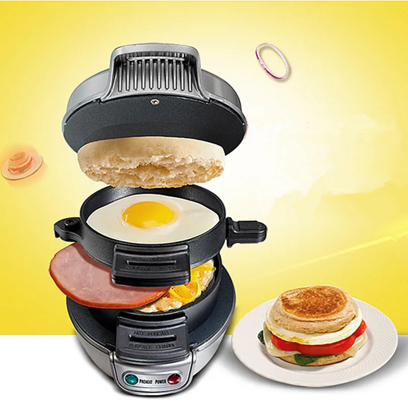 

Electric Sandwich Hamburger Maker Patty maker egg roaster machine baking crepe frying pan Bread Steak Grill For Breakfast EU UK