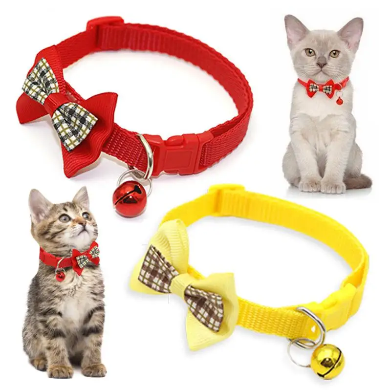 

Pet Collars New Pet Bow With Bell Collars Cute Cat Collars Pet Supplies Multicolor Adjustable Pet Dressing Tool Pet Products