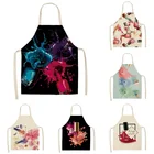 фартук для кухни панель Новый цветной фартук для макияжа из хлопка и льна, губная помада, лак для ногтей, льняной кухонный фартук для готовки, водонепроницаемый, для дома, без рукавов, подвесной нагрудник на шею