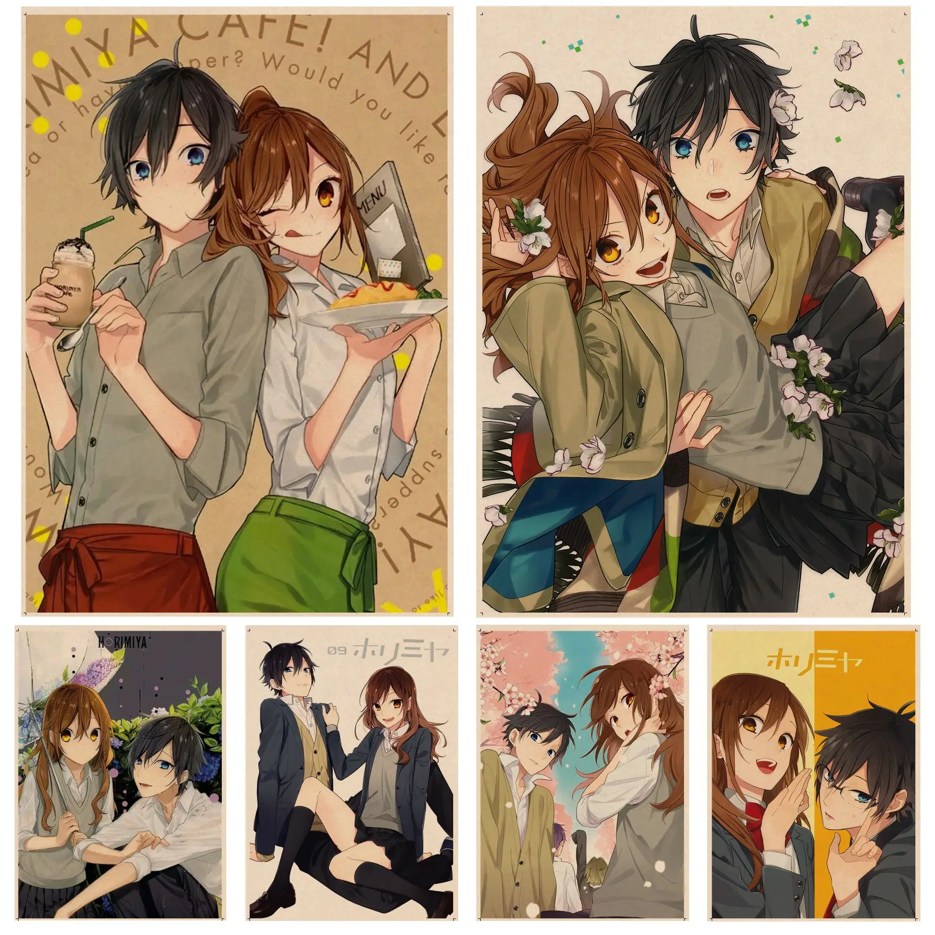 

Japanese Anime Horimiya Retro Kraft Paper Poster Kraft Paper Vintage Poster Wall Art Painting Study Home Decor