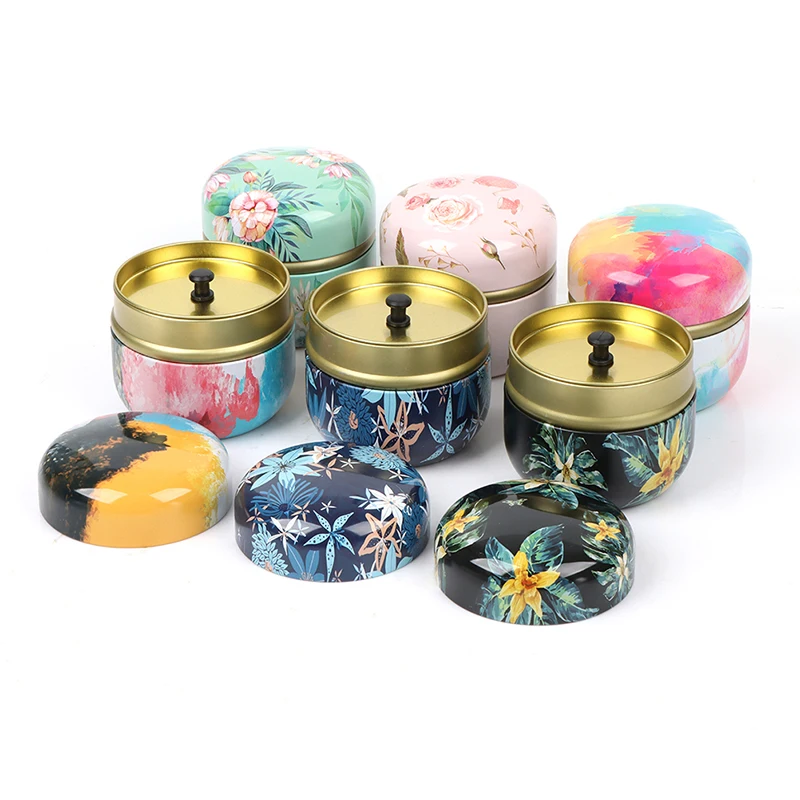 

Retro 50g Tea Containers Japanese-Style Herbal Tea Cans Candy Snacks Small Round Cans Mini Portable Tinplate Cans Packing Box