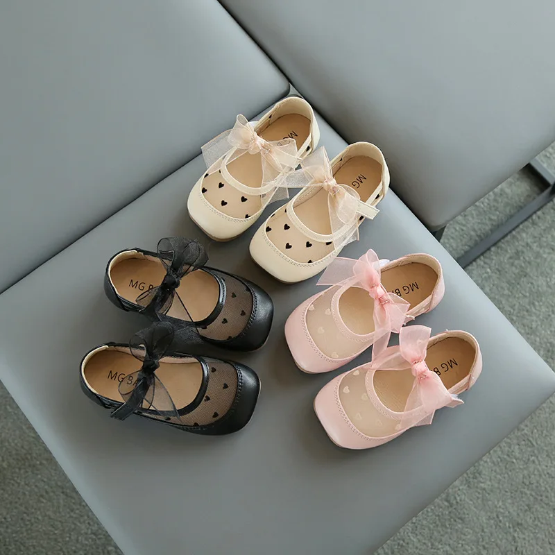 

Children's Flats Lace Big Flower Princess Party Performance Shoes Baby Student Girl Shoes for Kids Soft Sole Leather Flats Gauze