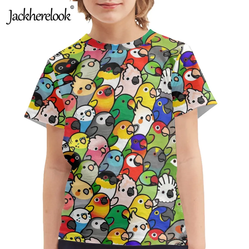 

Jackherelook Cute Colourful Chick Prints Summer Short Sleeved Tops Shirt for Kids Boys Comfortable Student's Round Next T-shirts