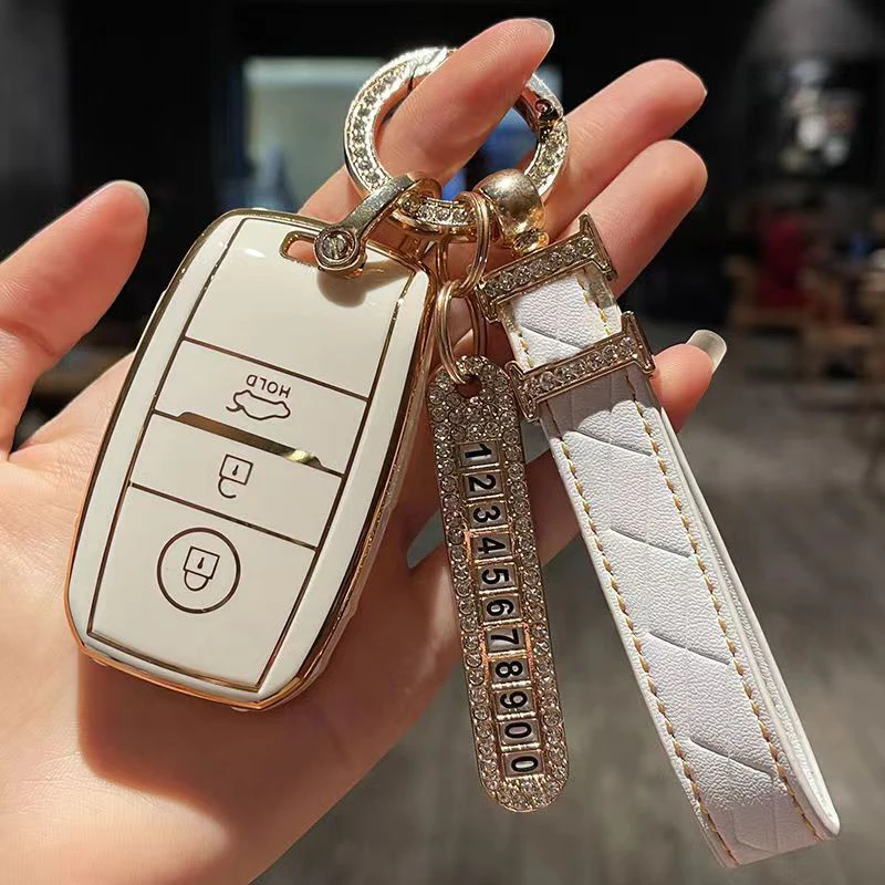 TPU 3 Button Car Key Case Cover For Kia Optima Sorento Niro Soul Ray Keys Skin Holder Protect Shell Fob Bag Keychain Accessories