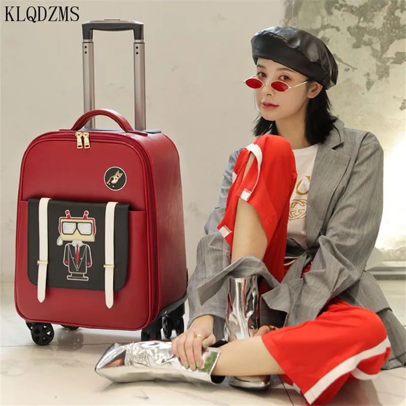 KLQDZMS Good Personality Storage Trolley Case Light Suitcase Female 18 Inch Silent Universal Wheel Luggage Fashion Boarding Case
