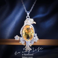 elegant yellow crystal oval shape birdie pendant necklace for female silver color fine banquet jewelry birthday gifts 2022 hot