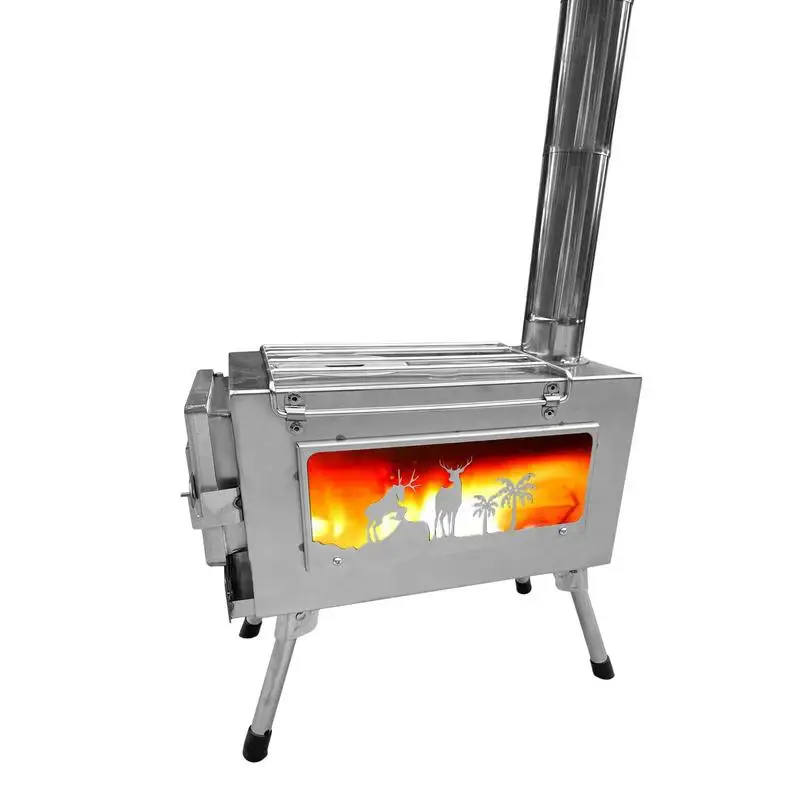 

Camping Wood Stove Tent Stove For Outdoor Portable Wood Stove With Chimney Pipe For Winter Camping Hunting Cooking Hiking