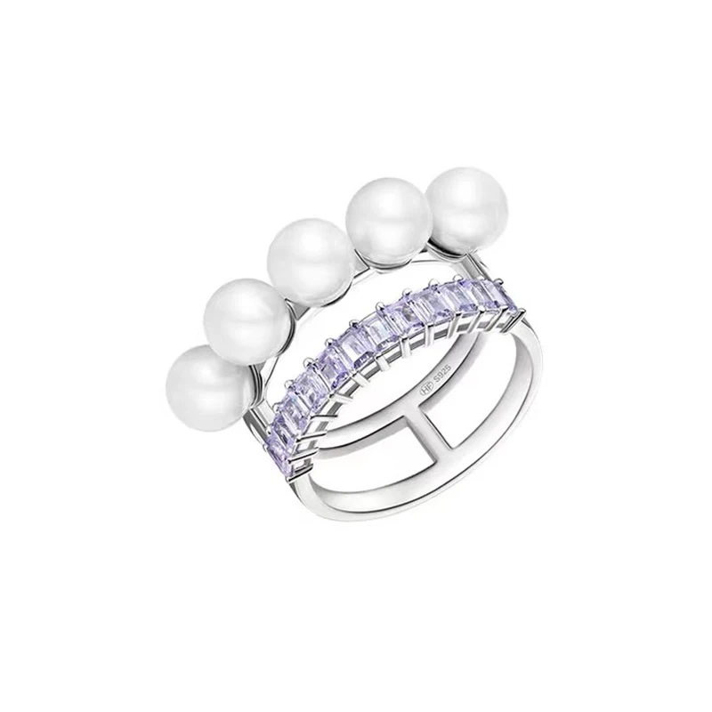 

Кольцо женское Двухслойное из серебра 925 пробы с цирконием AAAAA