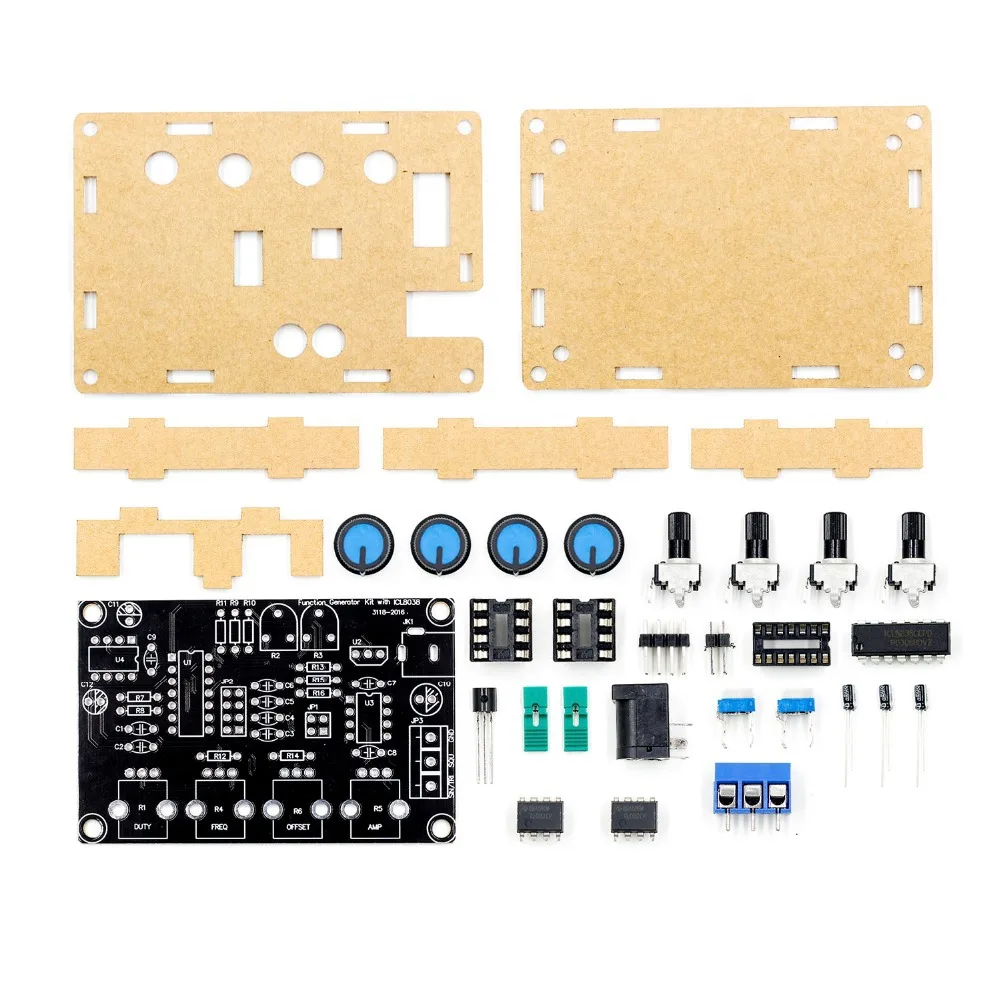 

ICL8038 High Precision Signal Generator DIY Kit Sine Triangle Square Sawtooth Adjustable Frequency Amplitude Output 5Hz~400kHz