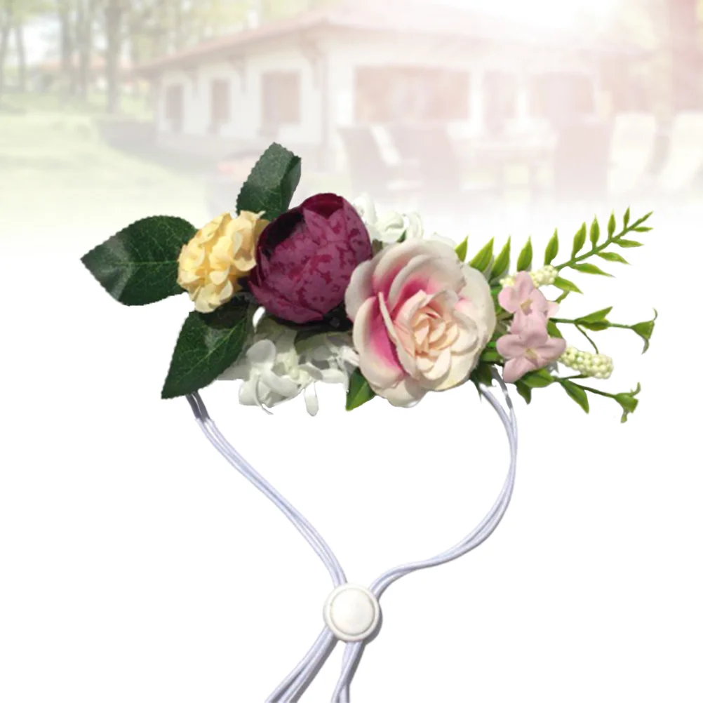 

Pet Headwear Flower Leaves Fresh Natural Wreath Dog Cats Head Band Pet Wedding Collars Dog Collars for Puppy (Pattern A)