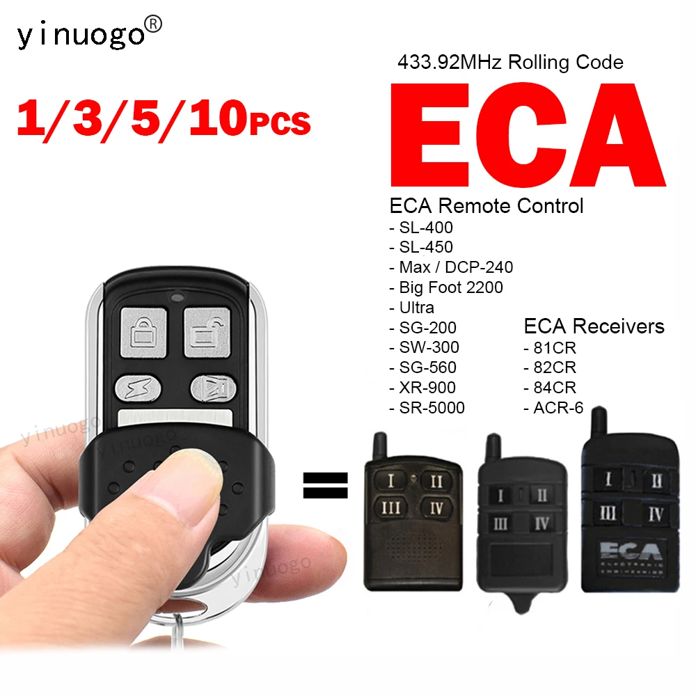 

ECA Garage Door Remote Control Duplicator For 81CR 82CR 84CR ACR-6 433.92mhz Rolling Code Handheld Wireless Transmitter Command