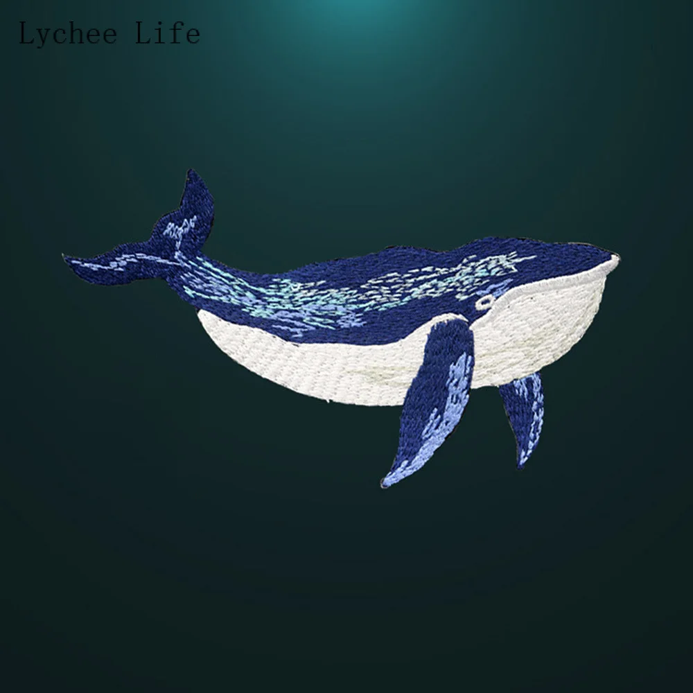 

NEW 2PCS Whale Embroidery Patch Sticker Left Right Symmetrical Cloth Stickers DIY Clothes Bag Decor Patches Clothing Accessories