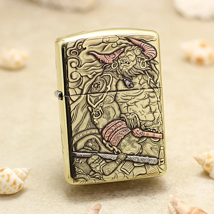 

Genuine Zippo oil lighter Carving Ghost King copper windproof cigarette Kerosene lighters Gift with anti-counterfeiting code