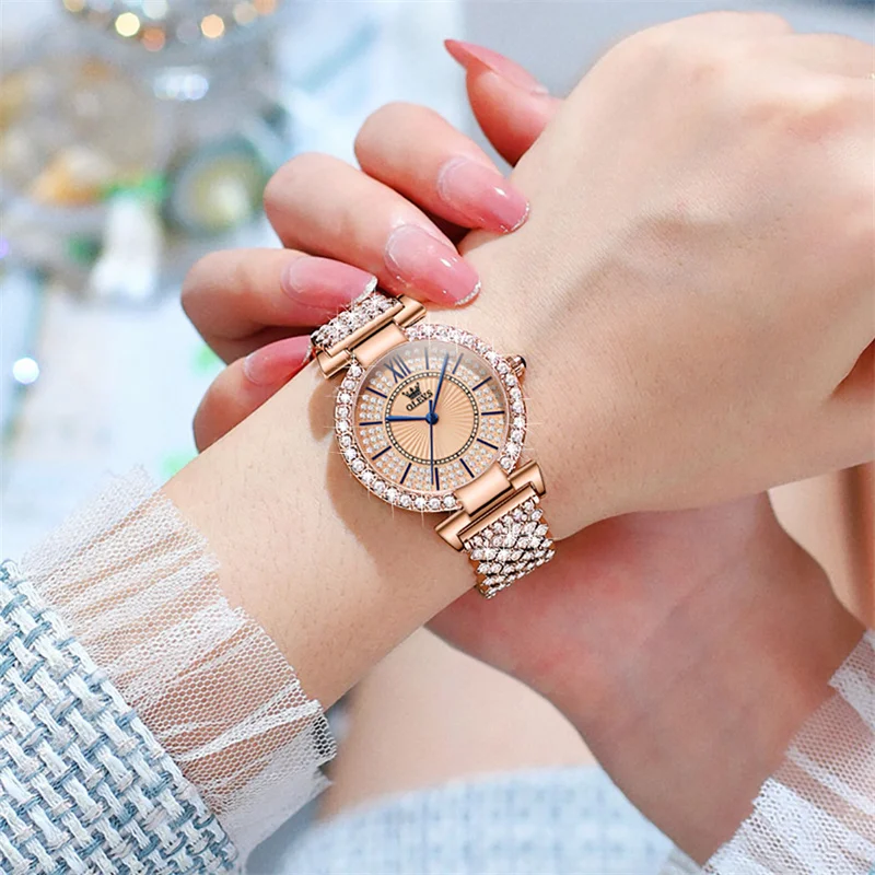 OLEVS Elegant Diamond Women Watches Classic Style Japanese Quartz Slim Dial Watches For Women Drop shipping Reloj Mujer enlarge