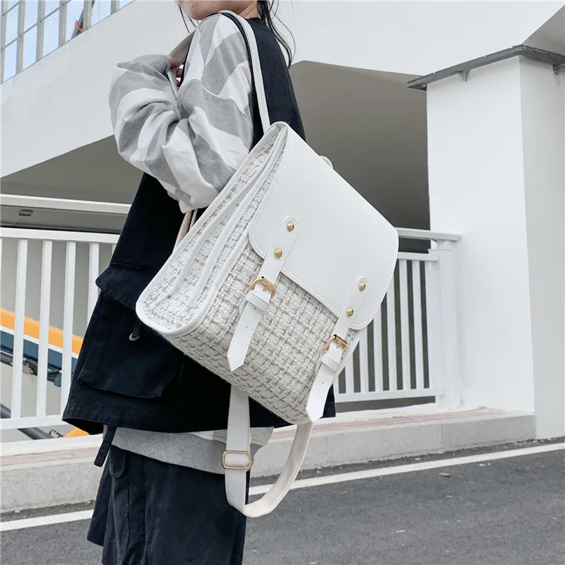 

3 Layers Women Backpack High Quality Houndstooth Bagpack for School Teenagers Girls Designer Travel BookBag Fashion Lady Mochila