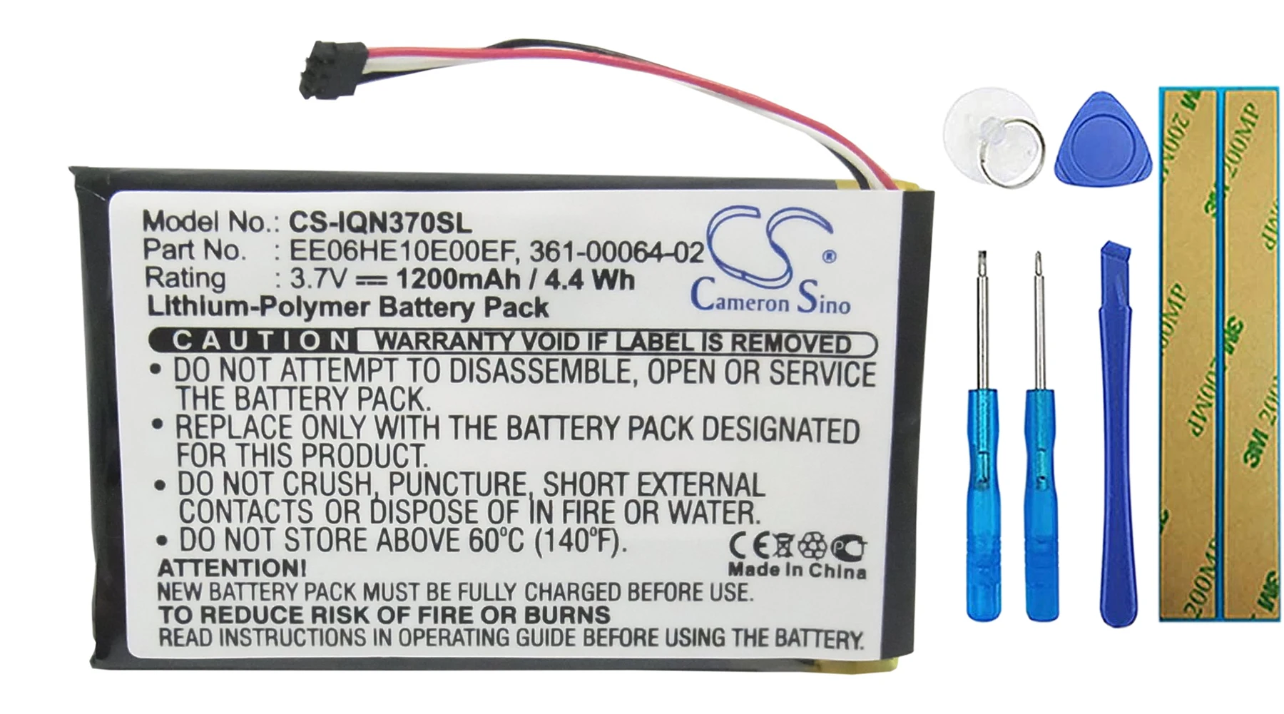 

Cameron Sino 1200mA Battery for Garmin Nuvi 3700, Nuvi 3760 361-00046-02, 361-00064-02, EE06HE10E00EF