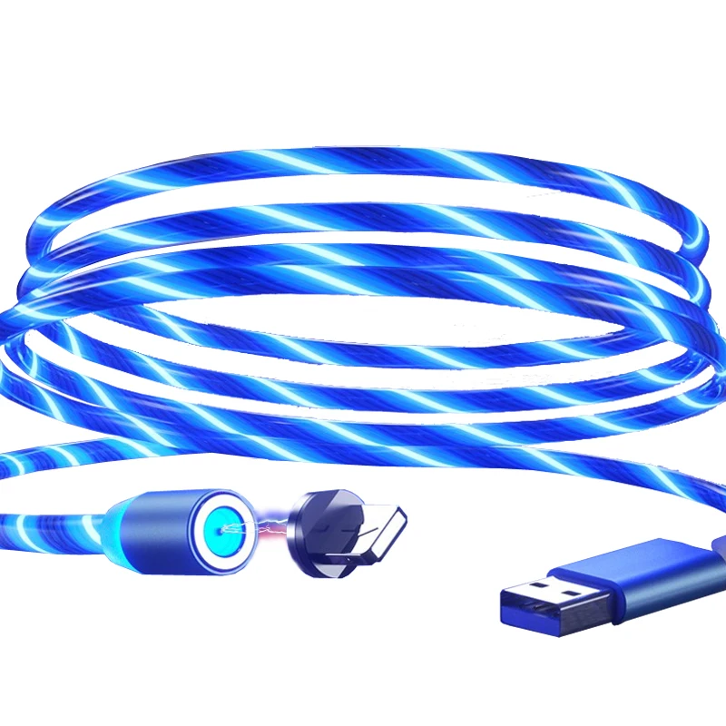 

Flow Luminous Lighting USB Mobile Phone USB-C Cable Cord Charger Wire Colorful Light Car Phone Charging Cable For Huawei Samsung