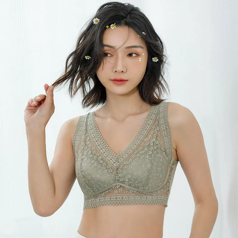

High Quality French Lace Sling No Steel Ring Women's Bra Comfortable All-in-One Triangle Cup Wrap Chest Bra Vest Tube Top