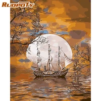 ruopoty painting by number moon drawing on canvas handpainted art gift diy pictures by number landscape home decor kits