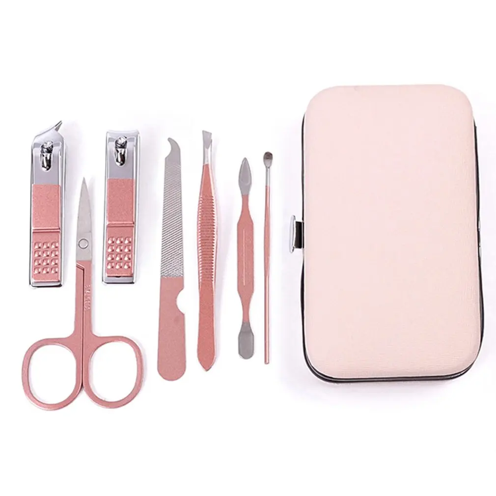 

Nail Cutter 7PCS Portable Stainless Steel Scissors Grooming Kit Art Cuticle Utility Tools Nail Clipper Manicure Set