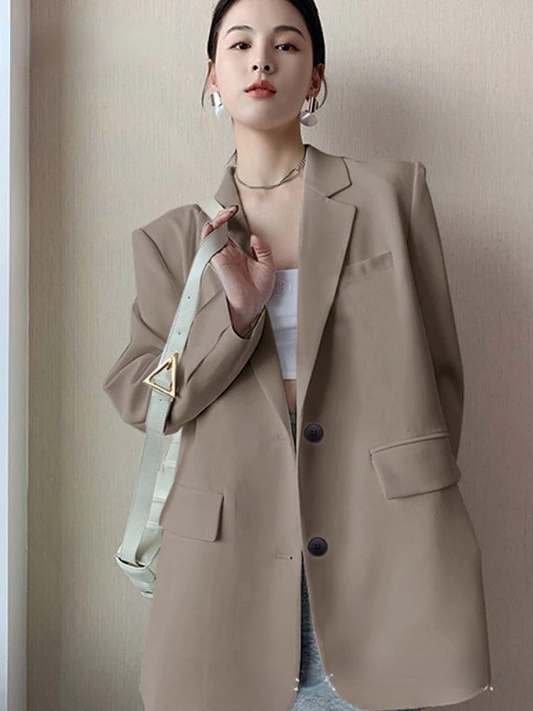 

Women's Blazer Spring Casual Loose Lapel Ladies Suit Jackets Full Sleeve Single Breasted Solid Female Tops Coats Jacket Women