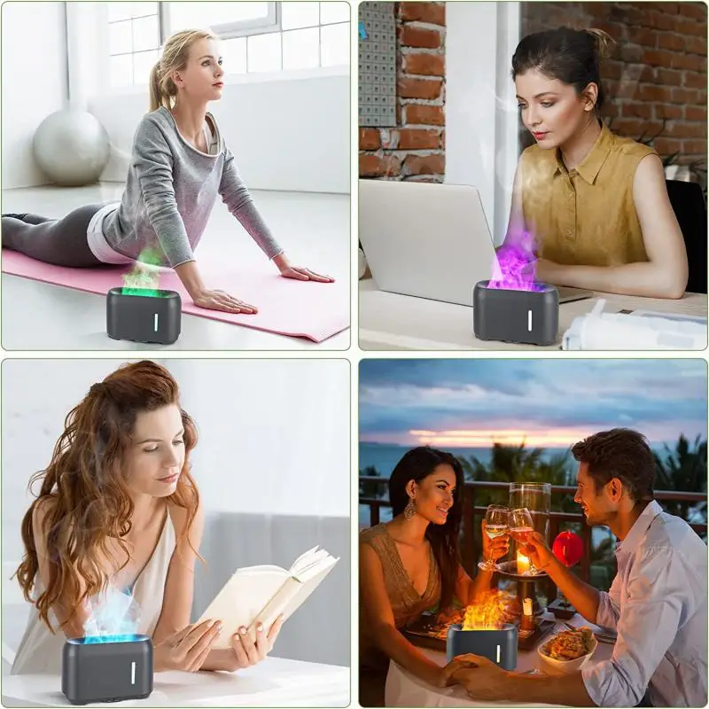 

Flame Diffuser Night Light Flame Air Humidifier Remote Control Essential Oil Diffuser With 9 Flame Effects For Home Office