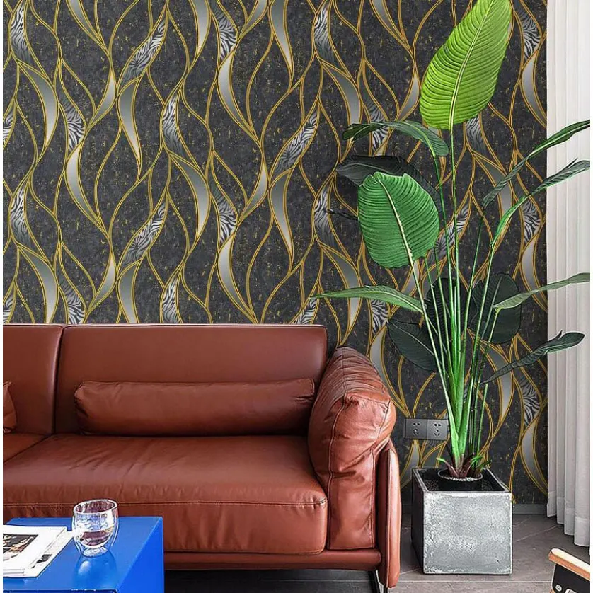 Современные 3D обои с волнистой рябью из ПВХ тиснением волнистый узор в полоску