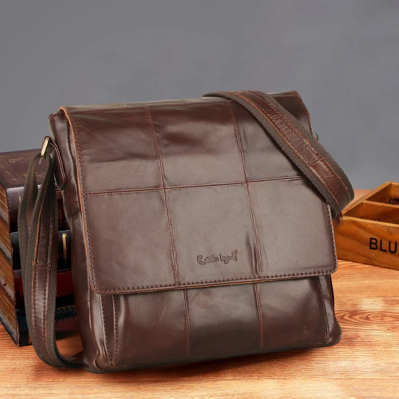 Men's Shoulder Bag Genuine Leather Causal Crossbody Bags for Men Vintage Trends Designer Messenger Bag Flap Male Business Work