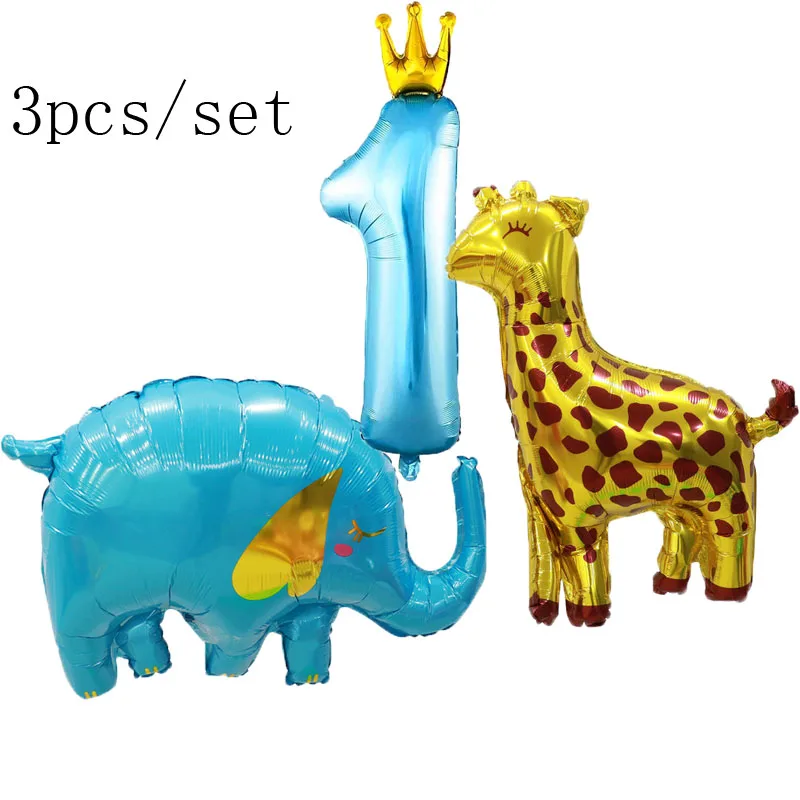 3 шт./компл. милый фольгированный воздушный шар в виде жирафа слона леопарда