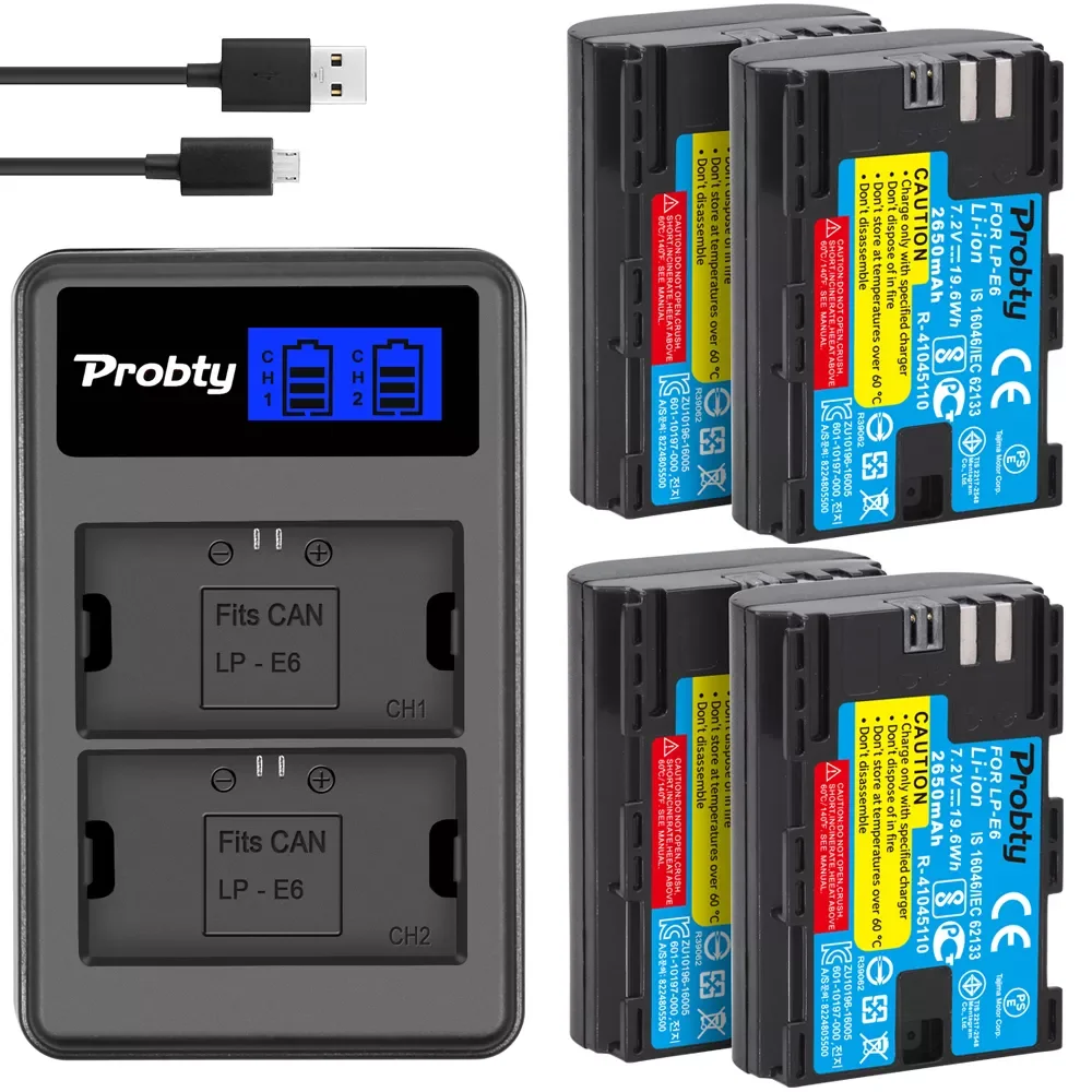

FOR canon 2650mAh LP-E6 LP E6 LPE6 Battery For Canon 5D Mark II III IV, 80D, 70D, 60D, 6D, EOS 5Ds, 5D2, 5D3, 5DSR, 5D4 camera