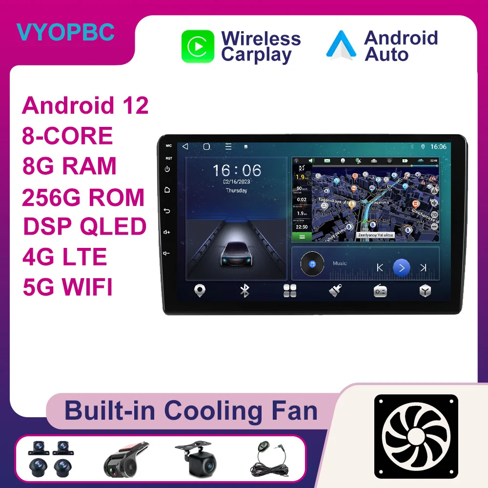 

Android 12 For Hyundai AZERA 2006 - 2010 Car Radio Player Multimedia Navigation GPS RDS Stereo ADAS SWC Wireless Carplay Auto
