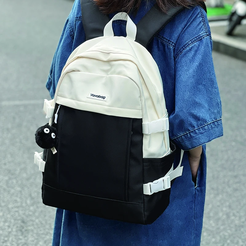 

Черный Новый нейлоновый женский рюкзак, школьная сумка в стиле преппи для девочек-подростков, высококачественный рюкзак для студентов, большой емкости