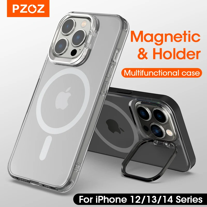

PZOZ For iPhone 14 13 12 Pro Max Phone Case Protective Cover For iPhone14 Plus Magnetic Charging Phone Holder Lens Protection