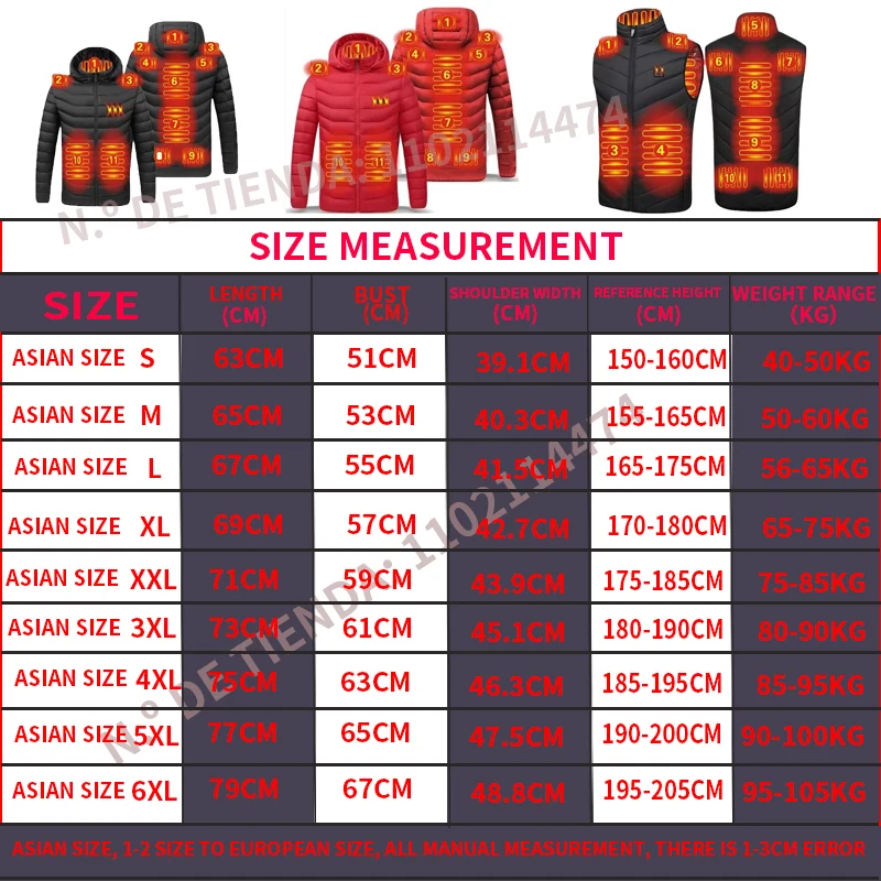 Chaleco con calefacción infrarroja para hombre, chaqueta eléctrica con USB para exteriores, para deportes, senderismo, 5XL talla