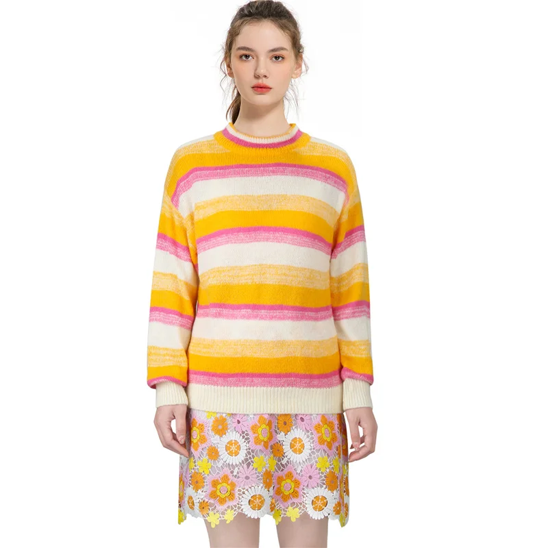 Enid Sinclair Cosplay Striped Sweater Long Sleeve with Skirt Flower Printing Wednesday Halloween Carnival Suit