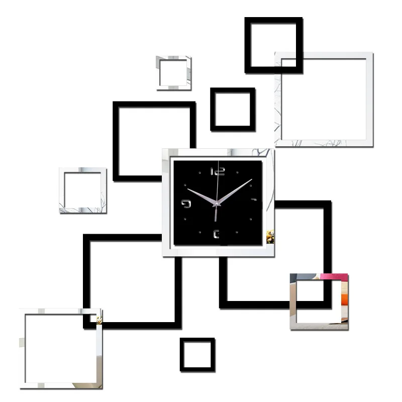 

3D Creative Wall Clock Stickers Acrylic Mirror Surface Wall Sticker Decoration For Living Room Home DIY Block Clock Decor