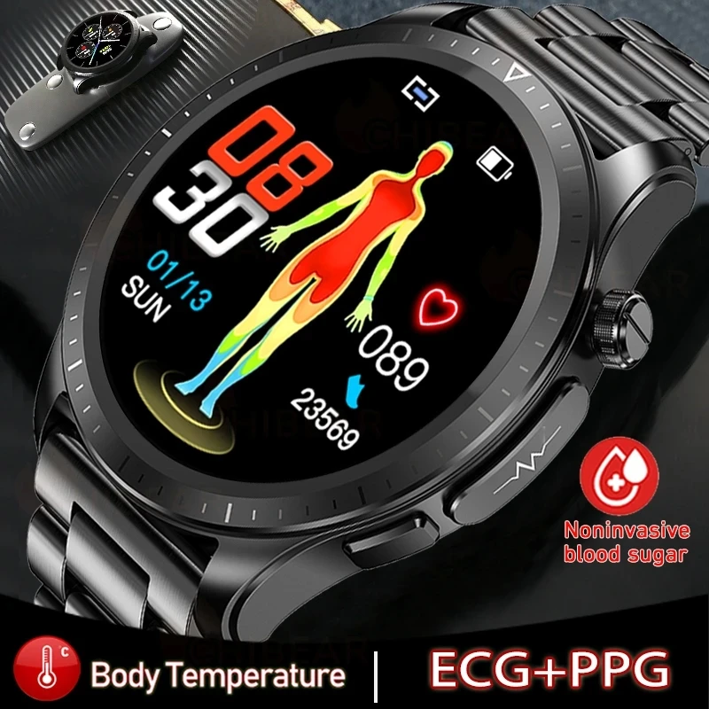 

2023 New Blood Glucose Monitor Smart Watch Men Women ECG+PPG Body Temperature Blood Oxygen Heart Rate Health Sport Smartwatch