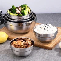 8 size stainless steel rice soup fruit salad bowl snack bowls silver tableware for home kitchen food container accessories
