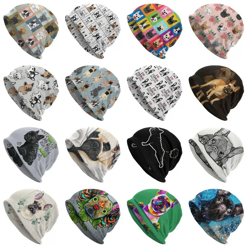 

Шапки с французским бульдогом, облегающие шапки, шапки для мужчин и женщин, уличная зимняя теплая вязаная шапка унисекс, шапка для взрослых, ...