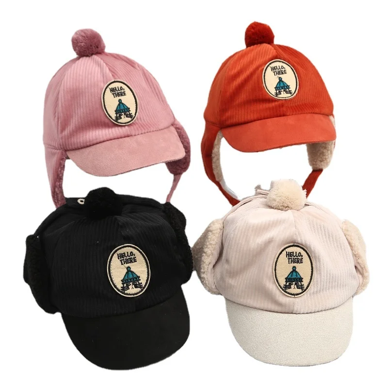 

Autumn and Winter Children's Lei Feng Hat Outdoor Windproof Ear Warm Cute Male and Female Baby Hat Accessories 1-6 Years